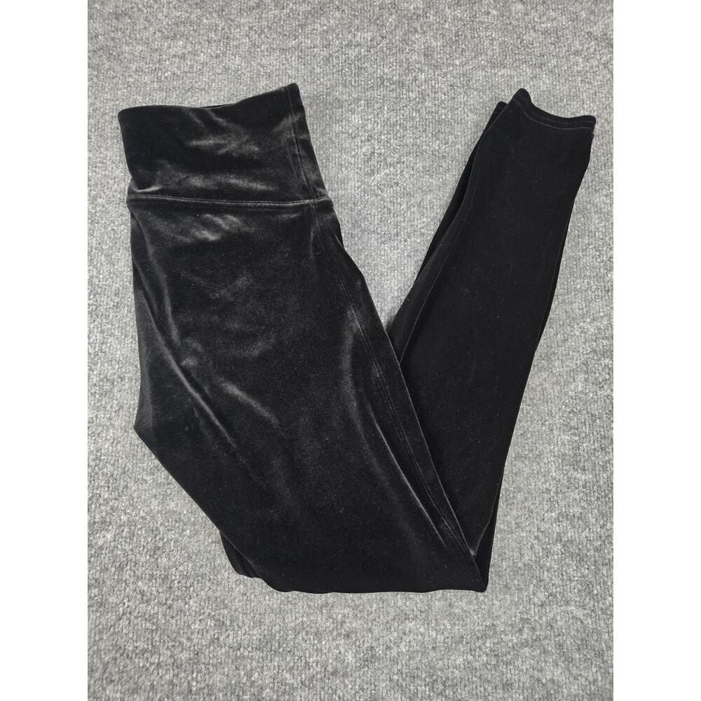 Spanx Leggings Women's Sz. XL Black Velvet Pull On No Pockets ~29" Inseam #289‎